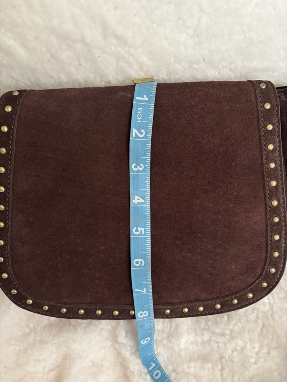 Suede Stud-Trim Crossbody Bag - Dark Brown - Picture 8 of 8